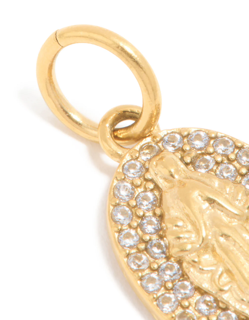 Waterproof Gold Plated Stainless Steel Cubic Zirconia Mary Charm - Image 2