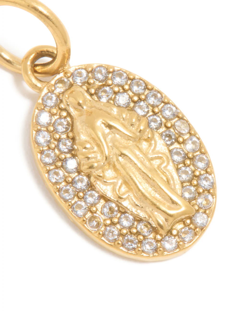Waterproof Gold Plated Stainless Steel Cubic Zirconia Mary Charm - Image 3