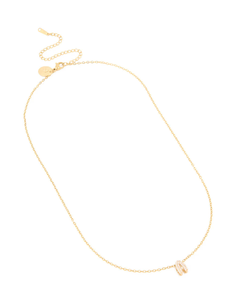 Waterproof Gold Plated Stainless Steel Cubic Zirconia Mini Pavé Letter A Necklace - Image 2