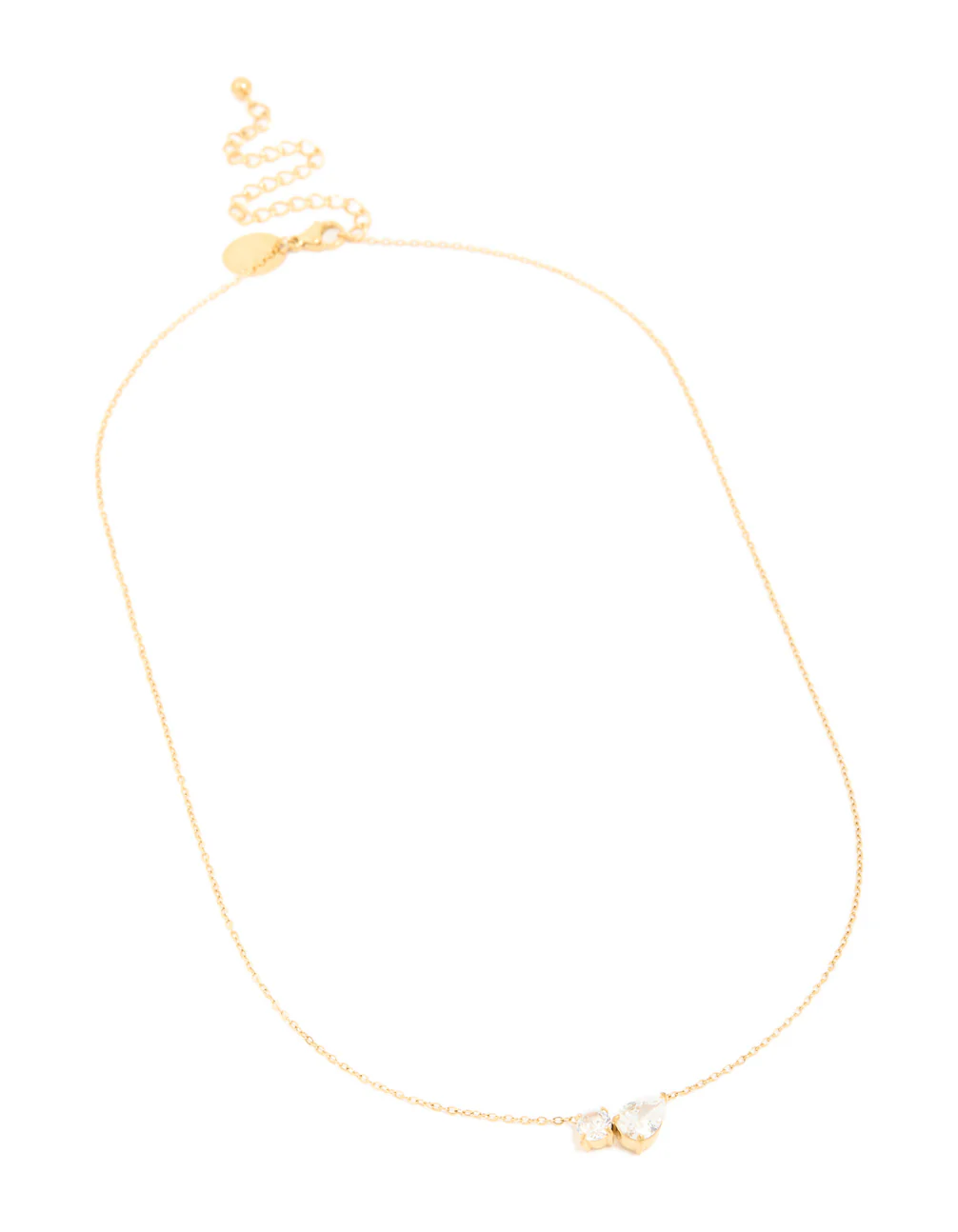 Waterproof Gold Plated Stainless Steel Cubic Zirconia Mixed Shape Pendant Necklace - Image 4