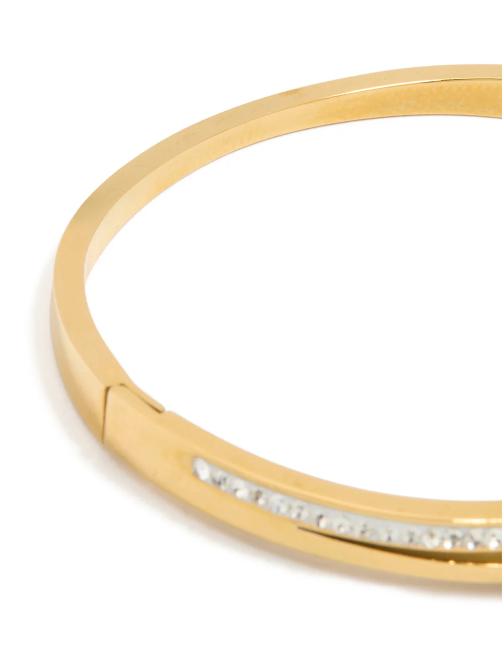 Waterproof Gold Plated Stainless Steel Cubic Zirconia Nail Hinge Bangle - Image 3