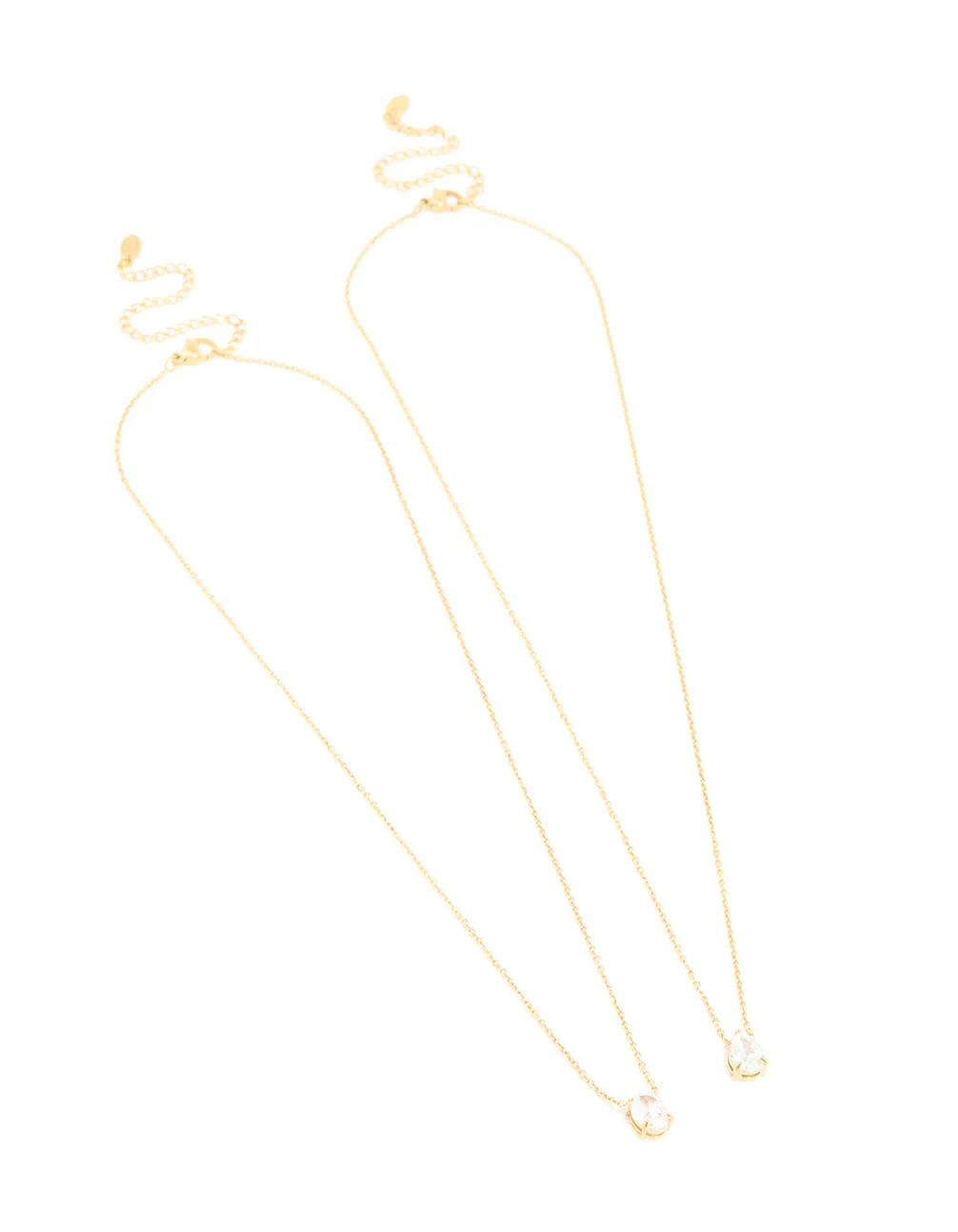 Waterproof Gold Plated Stainless Steel Cubic Zirconia Necklaces 2-Pack - Image 2