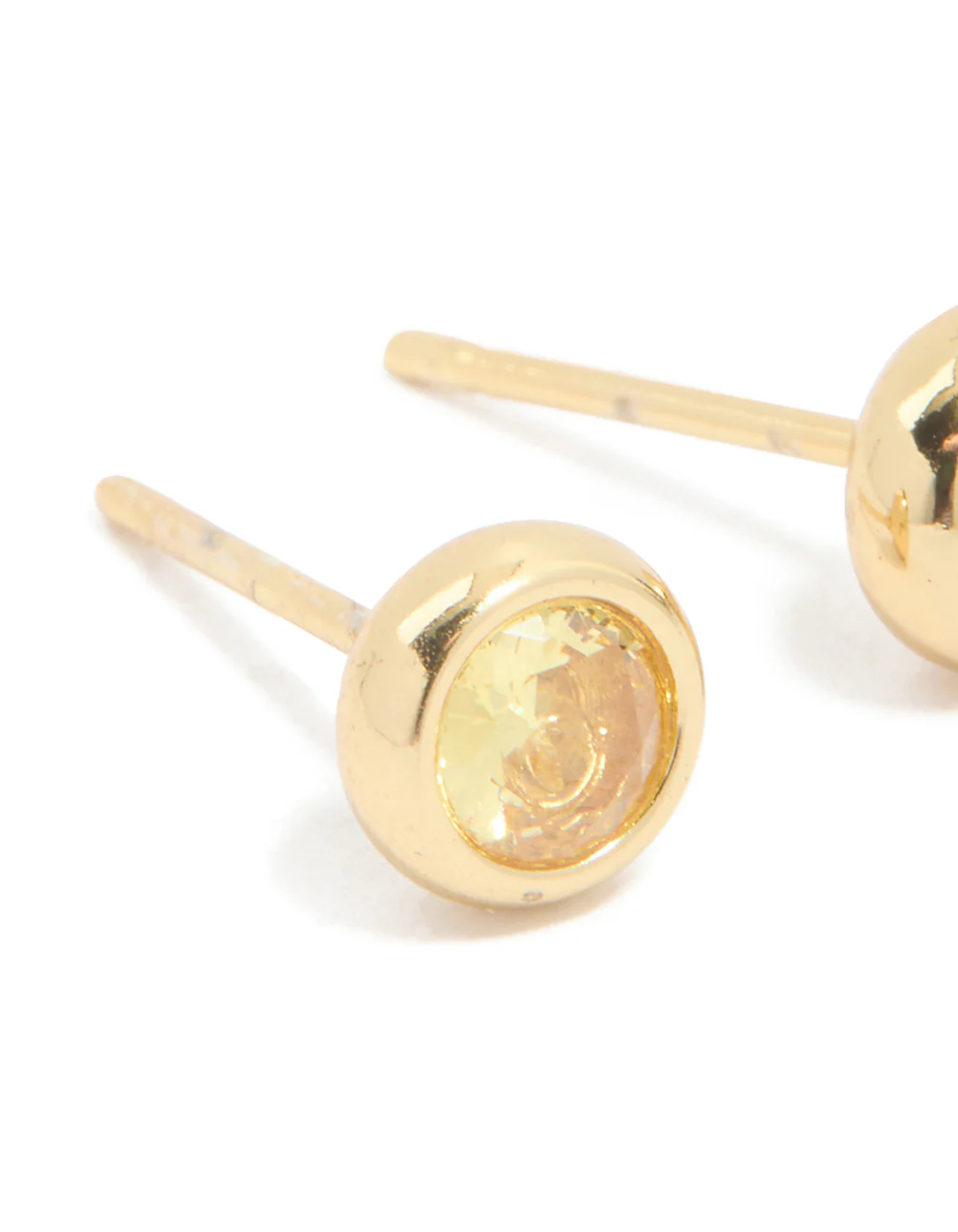 Waterproof Gold Plated Stainless Steel Cubic Zirconia November Birthstone Bezel Set Stud Earrings - Image 4