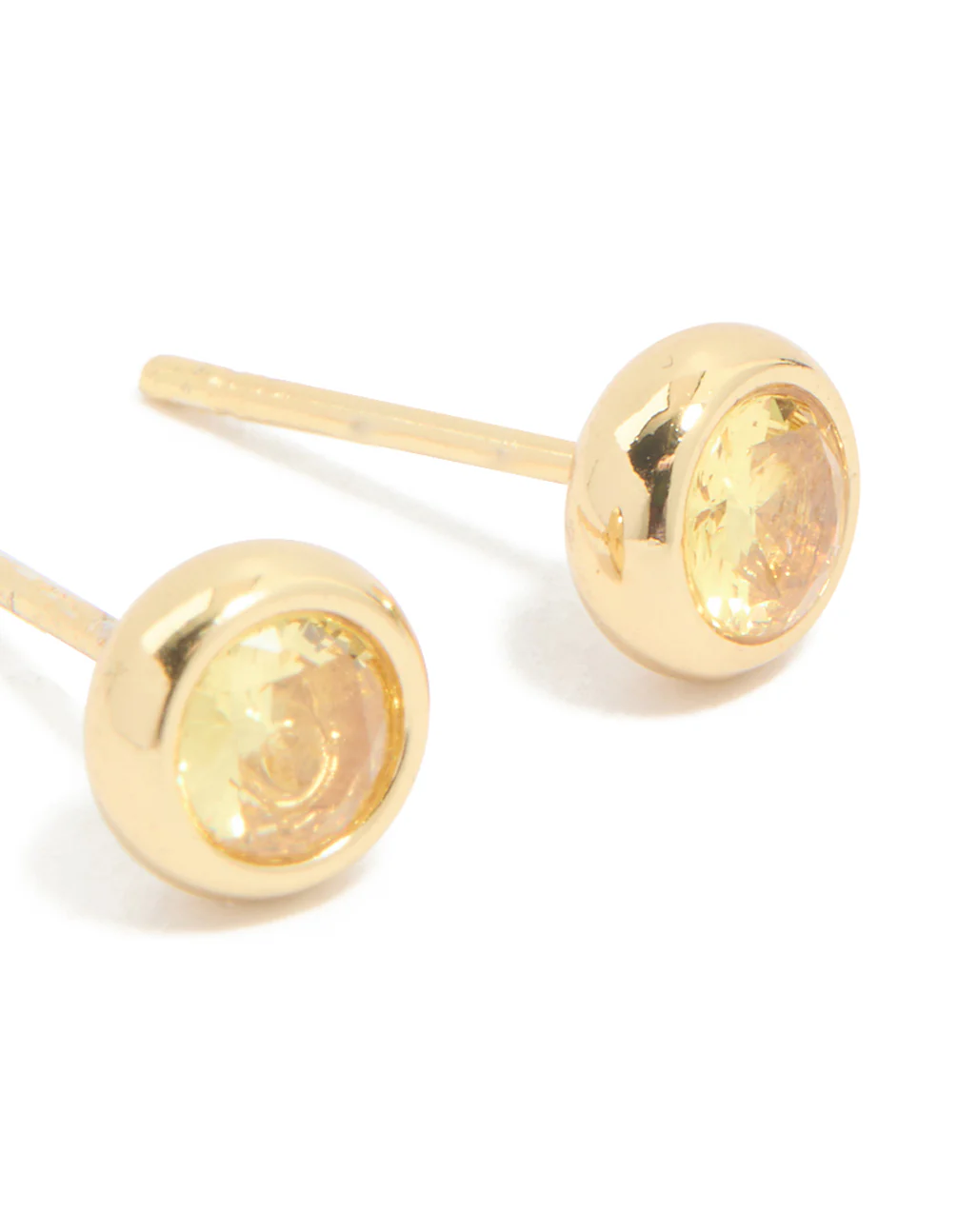 Waterproof Gold Plated Stainless Steel Cubic Zirconia November Birthstone Bezel Set Stud Earrings - Image 5