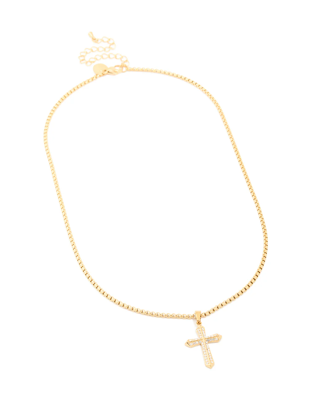 Waterproof Gold Plated Stainless Steel Cubic Zirconia Pavé Cross Necklace - Image 4