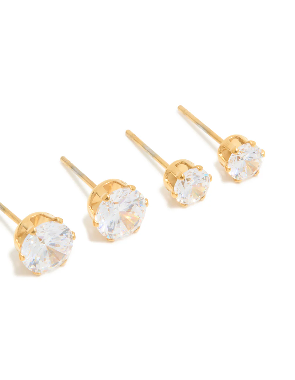 Waterproof Gold Plated Stainless Steel Cubic Zirconia & Pearl Classic Stud Earrings 4-Pack - Image 3