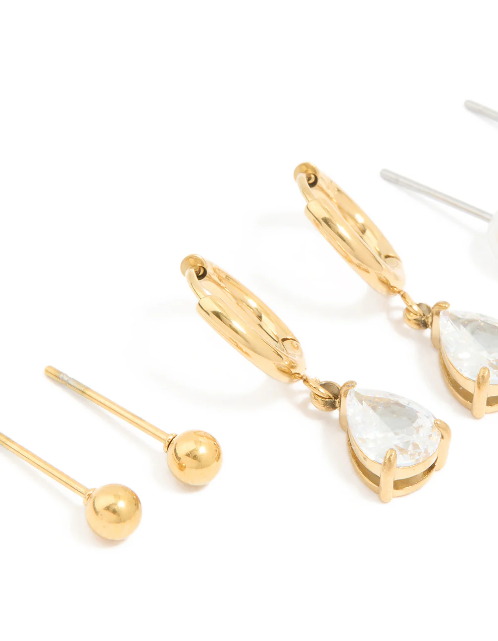 Waterproof Gold Plated Stainless Steel Cubic Zirconia & Pearl Ear Stacking Pack - Image 4