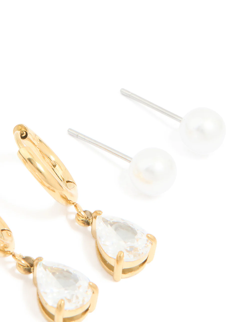 Waterproof Gold Plated Stainless Steel Cubic Zirconia & Pearl Ear Stacking Pack - Image 5