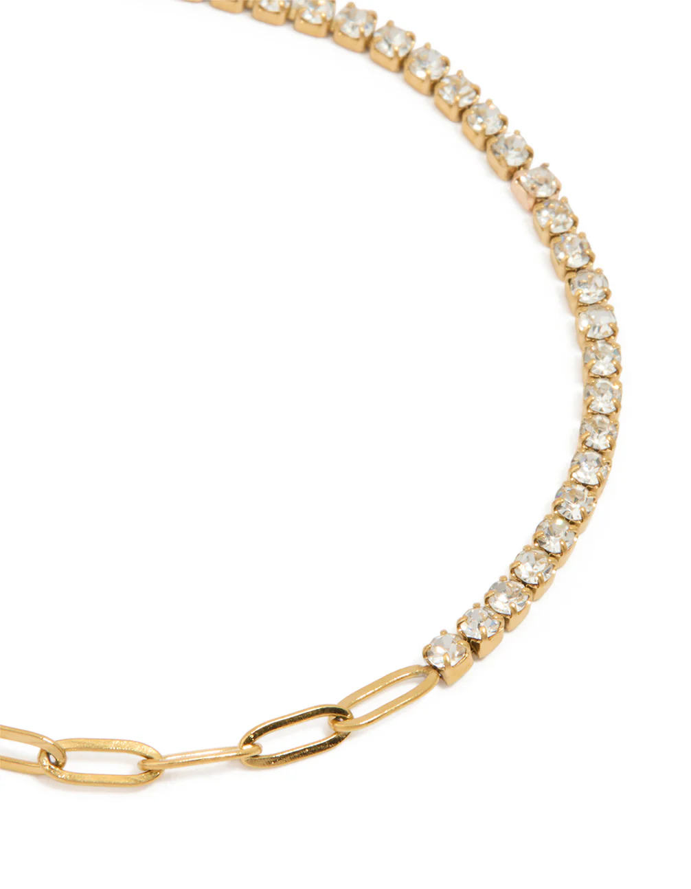 Waterproof Gold Plated Stainless Steel Cubic Zirconia Pin Chain Bracelet - Image 2