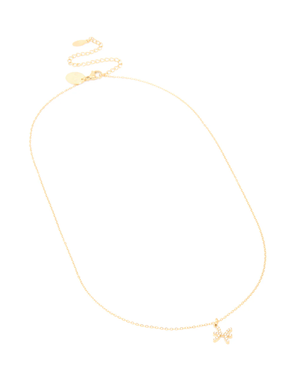 Waterproof Gold Plated Stainless Steel Cubic Zirconia Pisces Zodiac Sign Necklace - Image 4