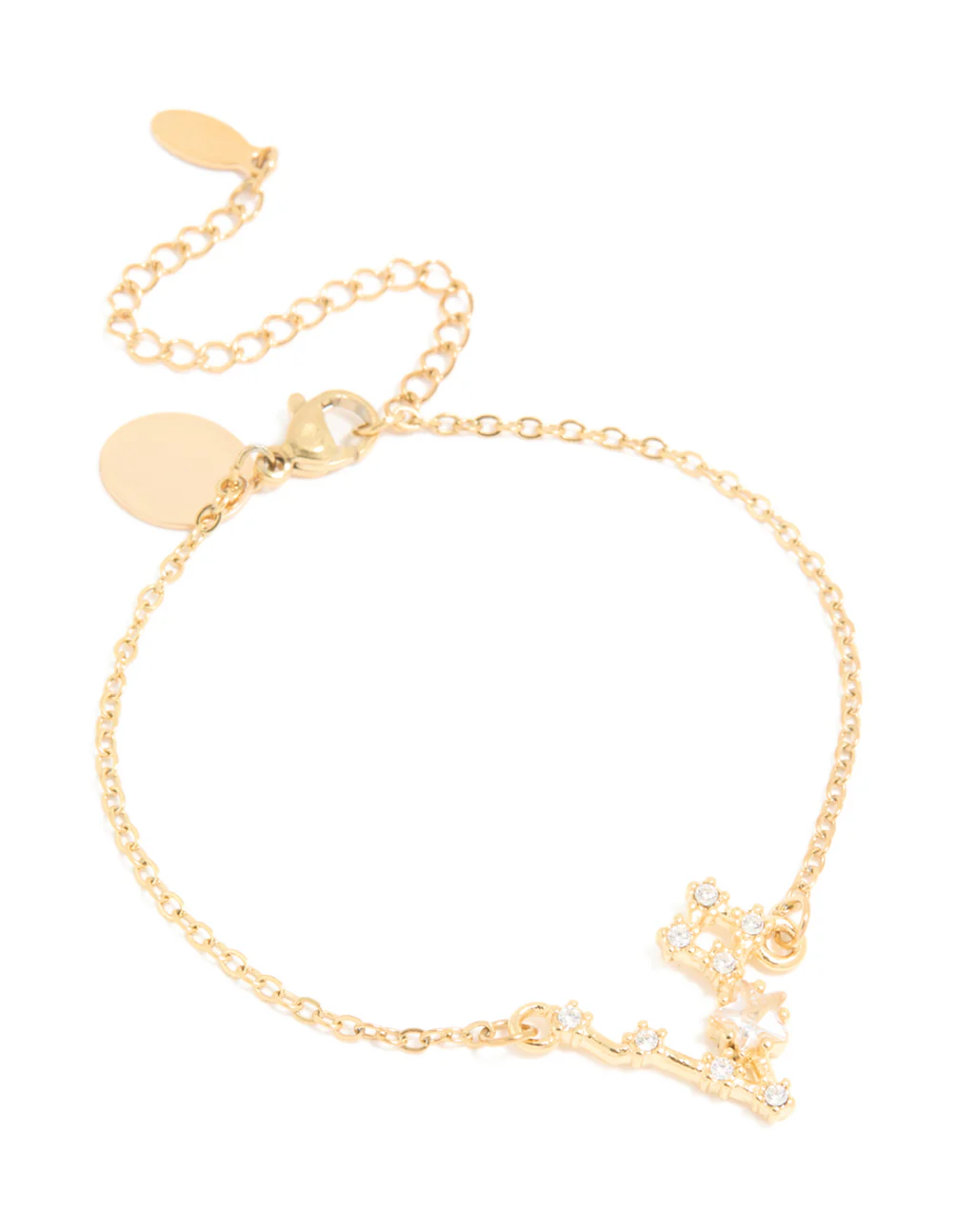 Waterproof Gold Plated Stainless Steel Cubic Zirconia Pisces Zodiac Sign Bracelet
