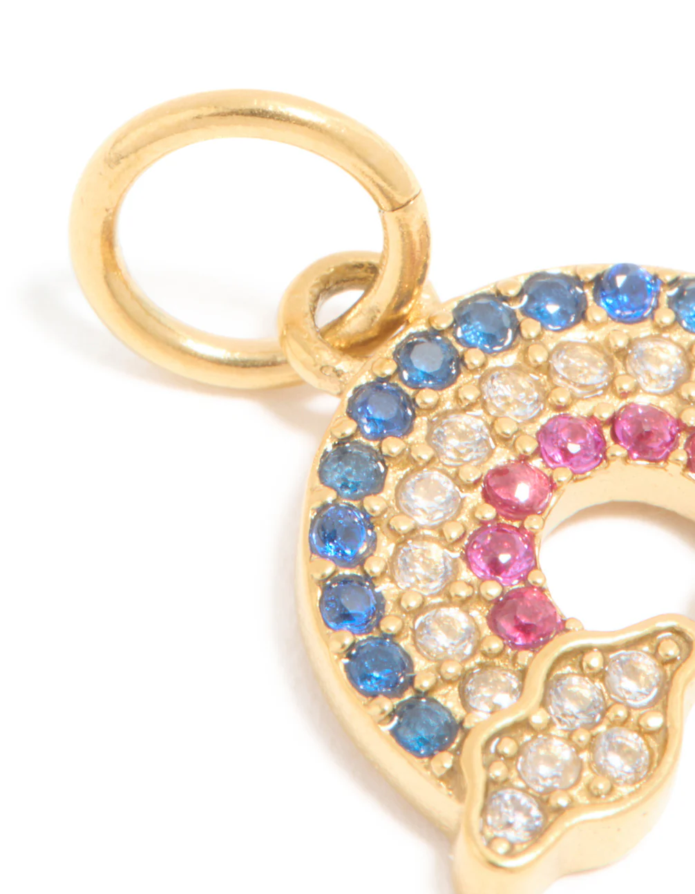 Waterproof Gold Plated Stainless Steel Cubic Zirconia Rainbow Charm - Image 2