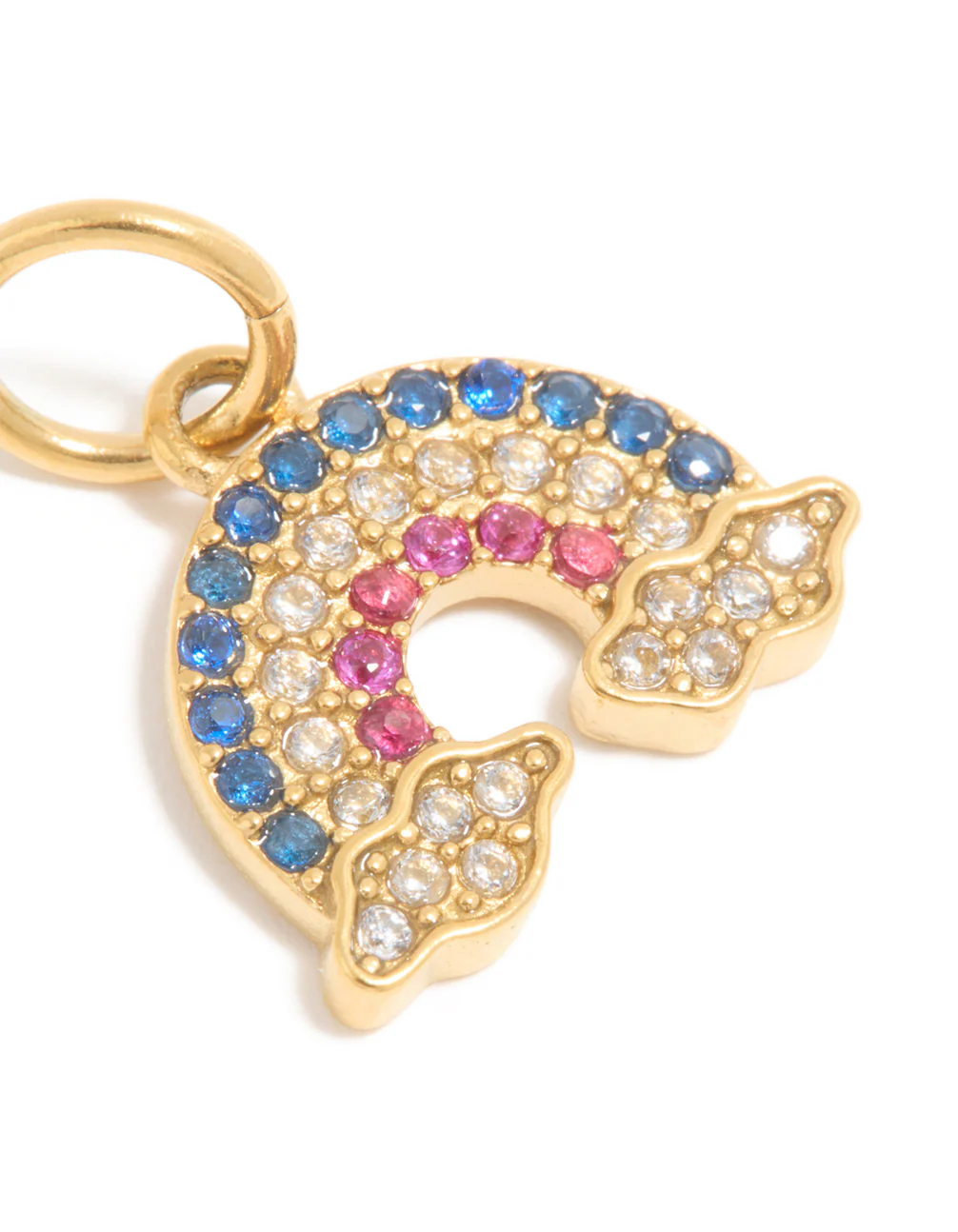 Waterproof Gold Plated Stainless Steel Cubic Zirconia Rainbow Charm - Image 3