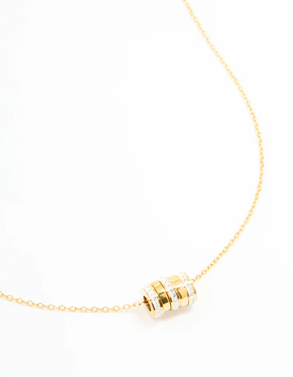 Waterproof Gold Plated Stainless Steel Cubic Zirconia Rondell Necklace - Image 2