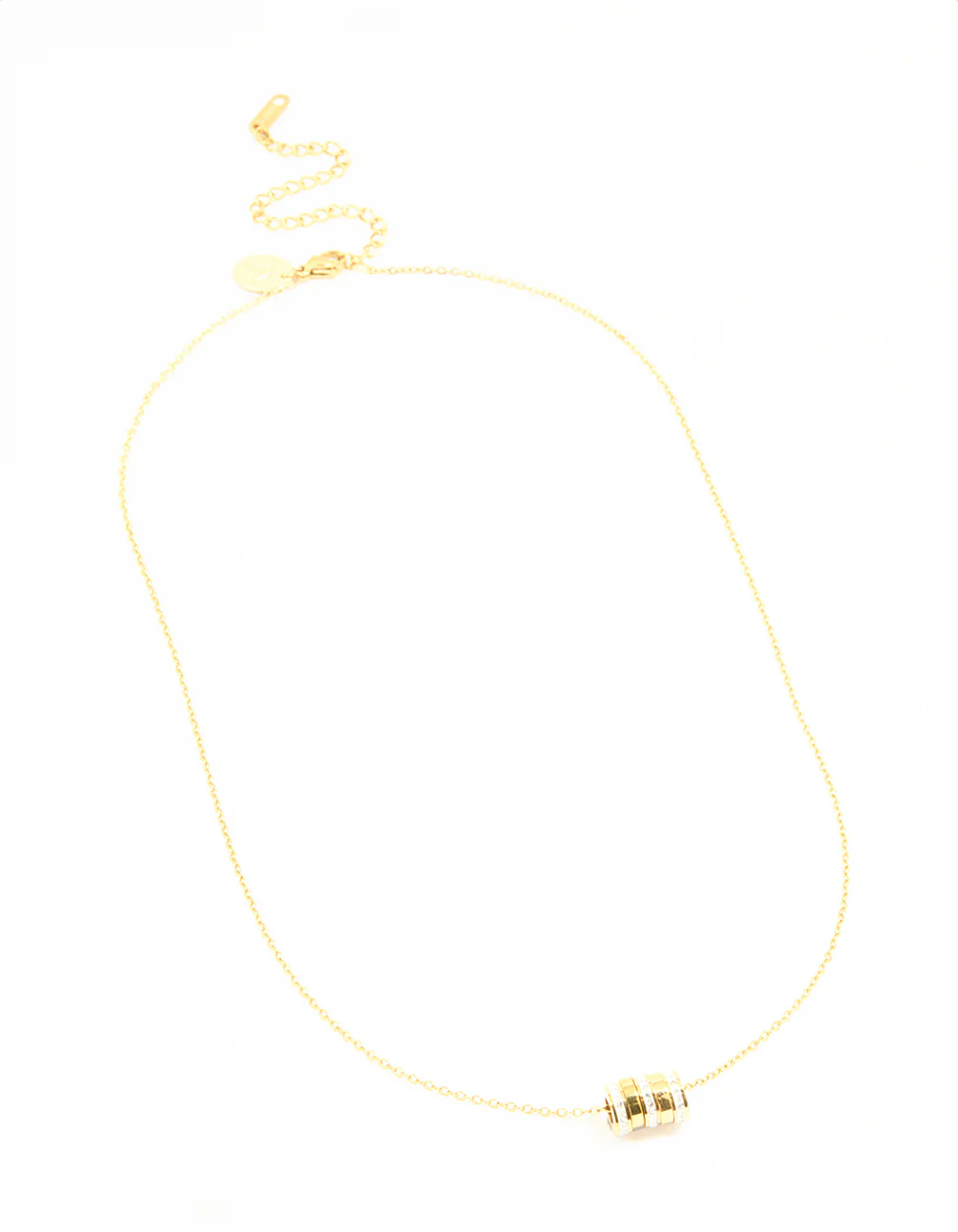 Waterproof Gold Plated Stainless Steel Cubic Zirconia Rondell Necklace - Image 4