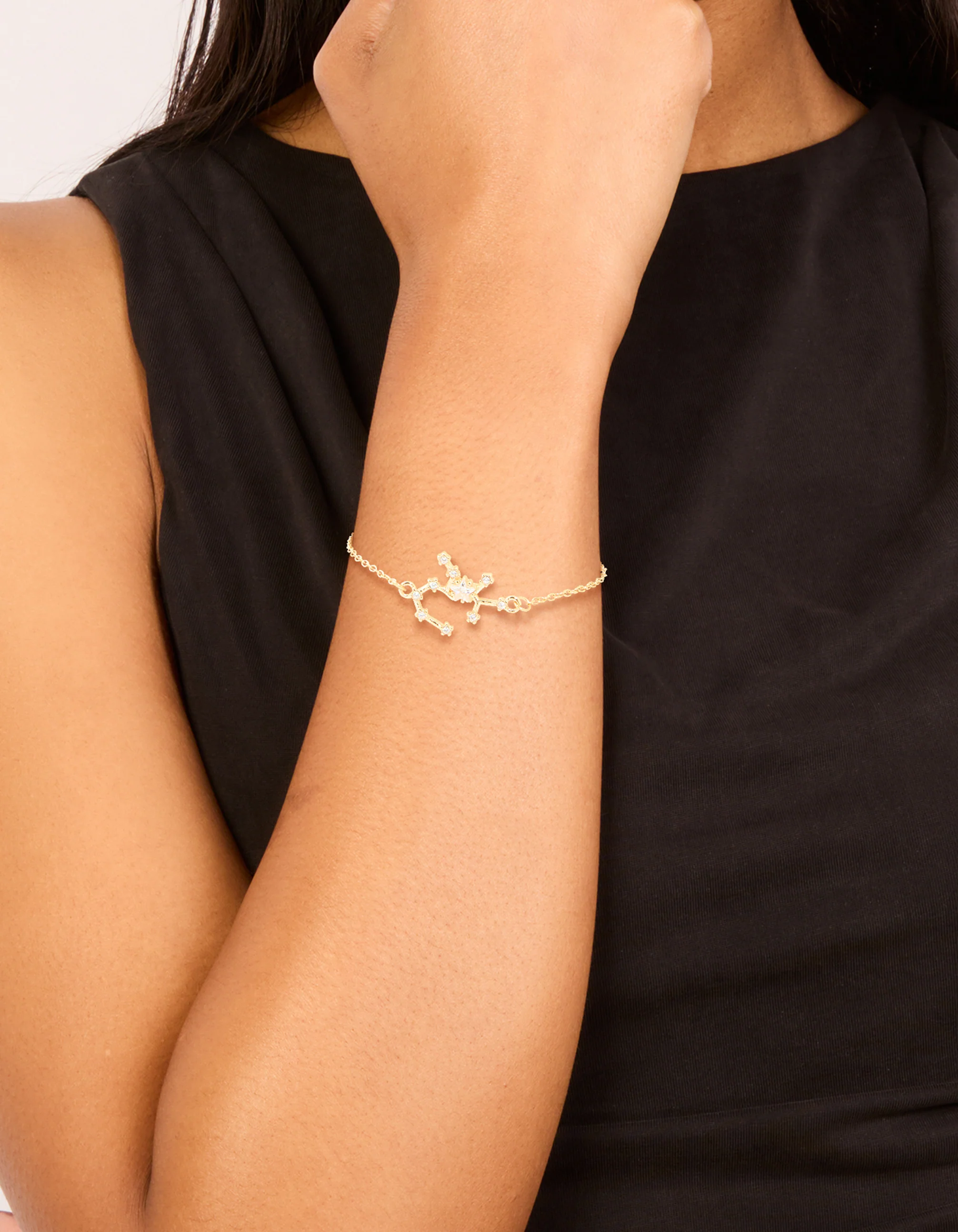 Waterproof Gold Plated Stainless Steel Cubic Zirconia Sagittarius Zodiac Sign Bracelet - Image 2