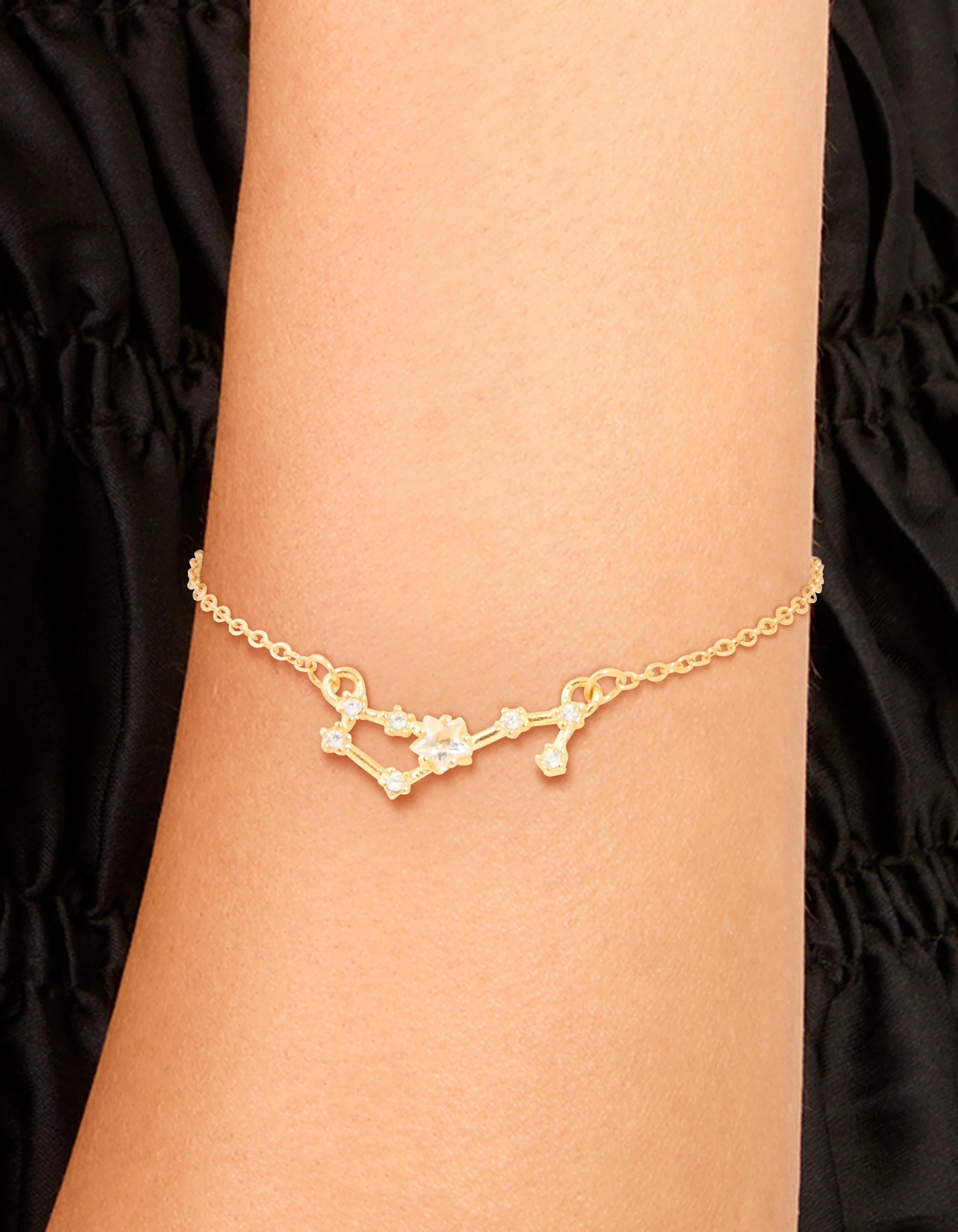 Waterproof Gold Plated Stainless Steel Cubic Zirconia Scorpio Zodiac Sign Bracelet - Image 2