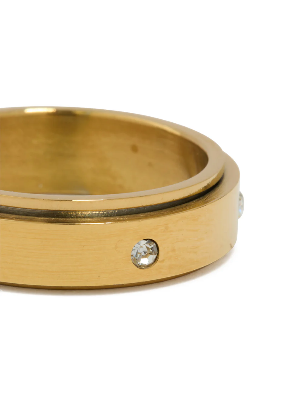 Waterproof Gold Plated Stainless Steel Cubic Zirconia Spinner Ring - Image 5