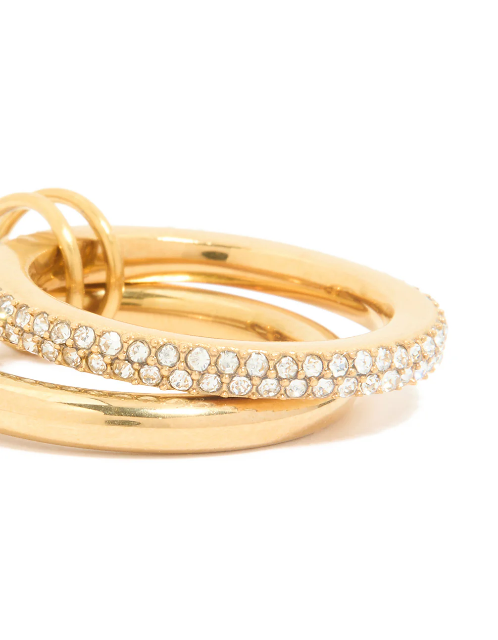 Waterproof Gold Plated Stainless Steel Cubic Zirconia Spinner Rondell Stacked Ring - Image 3