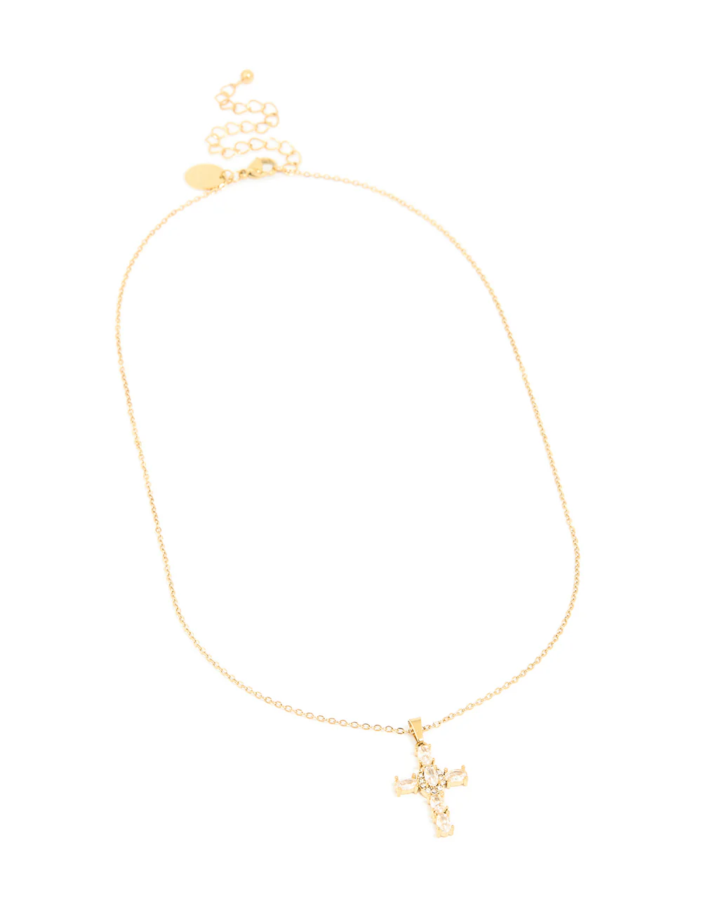 Waterproof Gold Plated Stainless SteeL Cubic Zirconia Statement Cross Necklace - Image 2