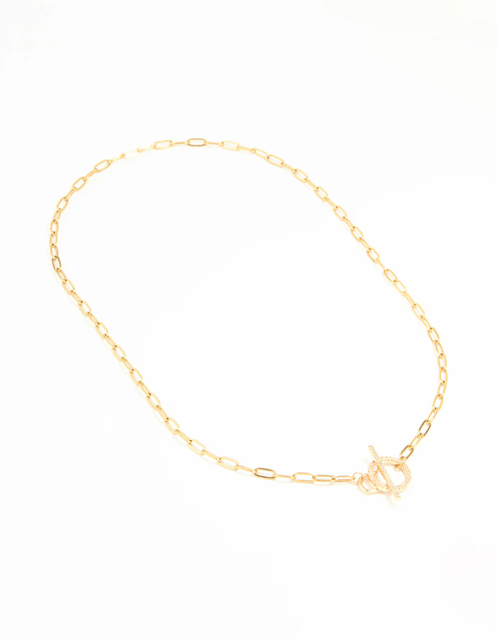 Waterproof Gold Plated Stainless Steel Cubic Zirconia T & O Necklace - Image 2