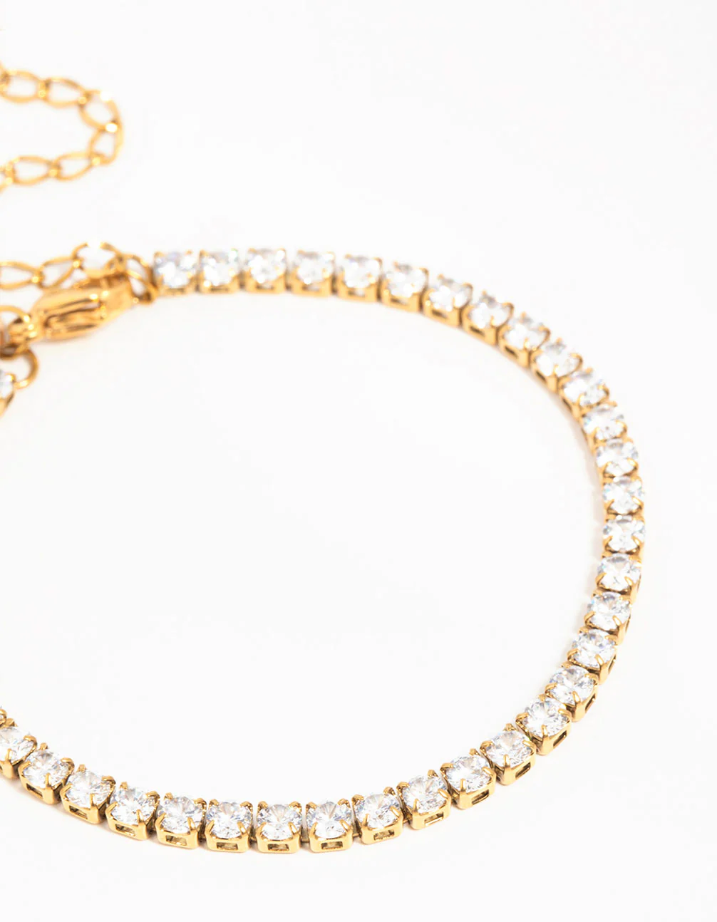 Waterproof Gold Plated Stainless Steel Cubic Zirconia Tennis Bracelet - Image 2