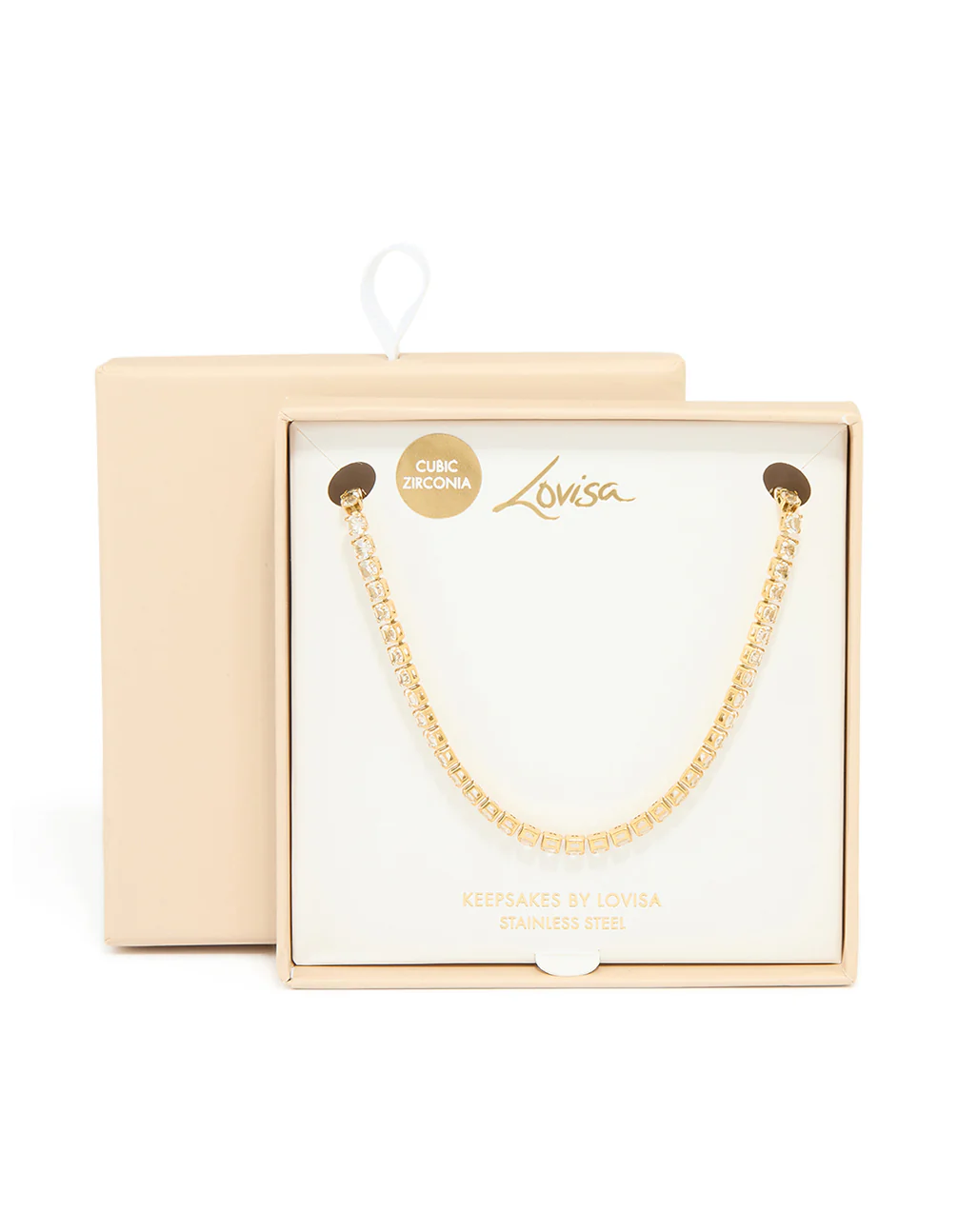 Waterproof Gold Plated Stainless Steel Cubic Zirconia Tennis Necklace - Image 3