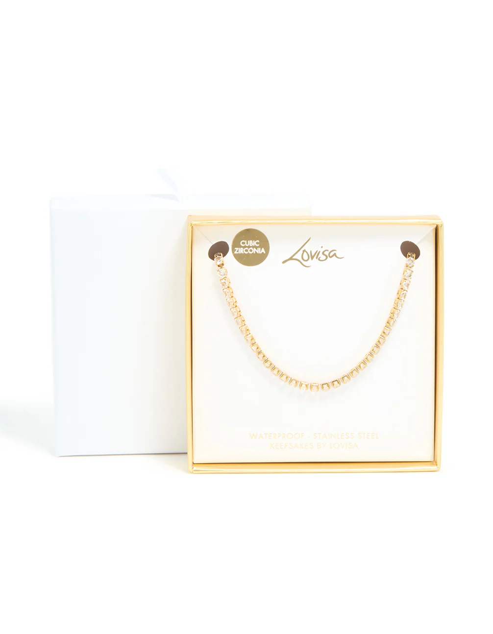 Waterproof Gold Plated Stainless Steel Cubic Zirconia Tennis Necklace - Image 5
