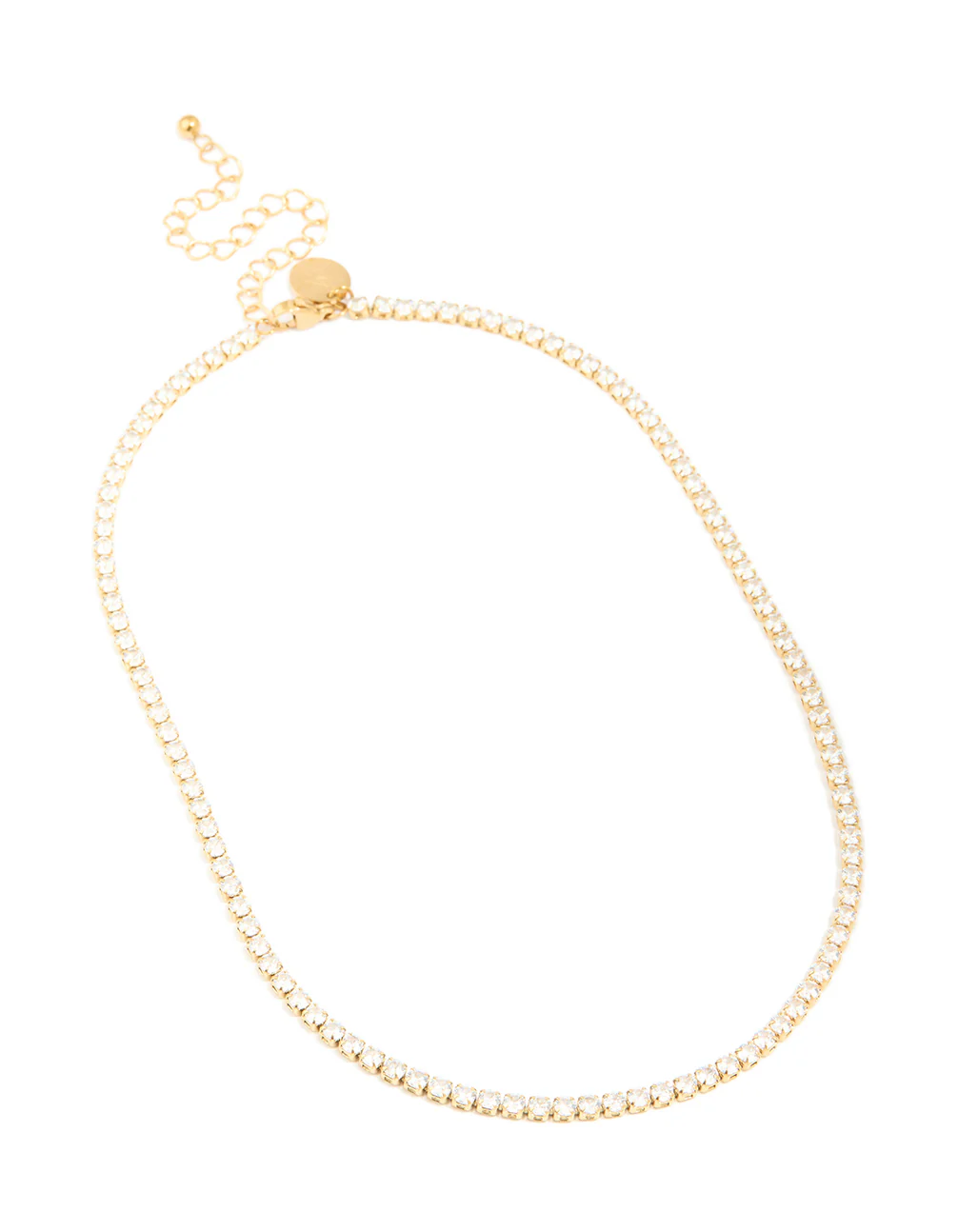 Waterproof Gold Plated Stainless Steel Cubic Zirconia Tennis Necklace - Image 2