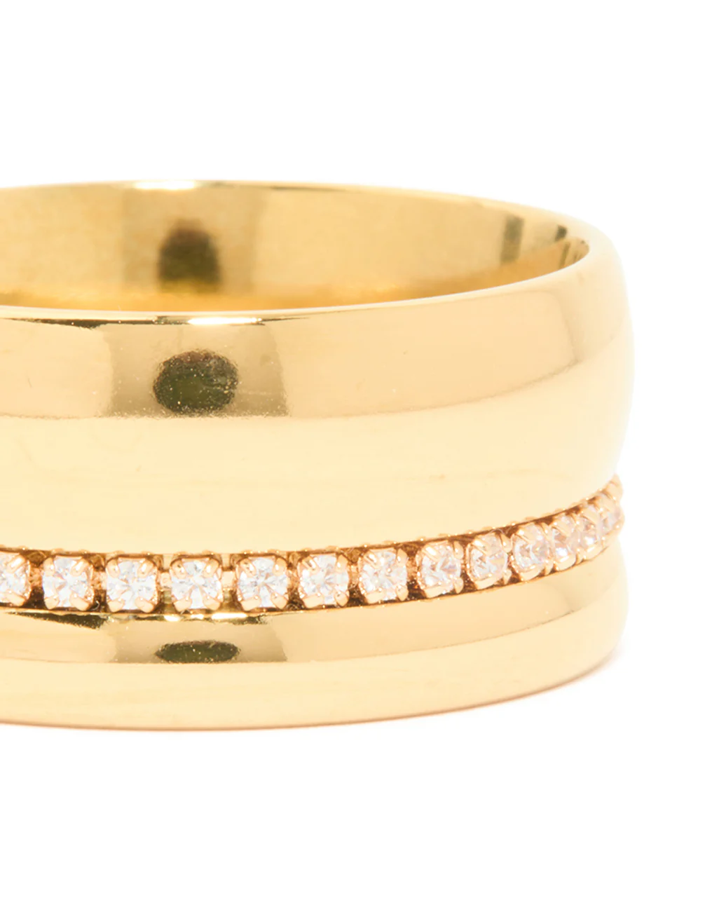 Waterproof Gold Plated Stainless Steel Cubic Zirconia Thick Band Pave Ring - Image 4