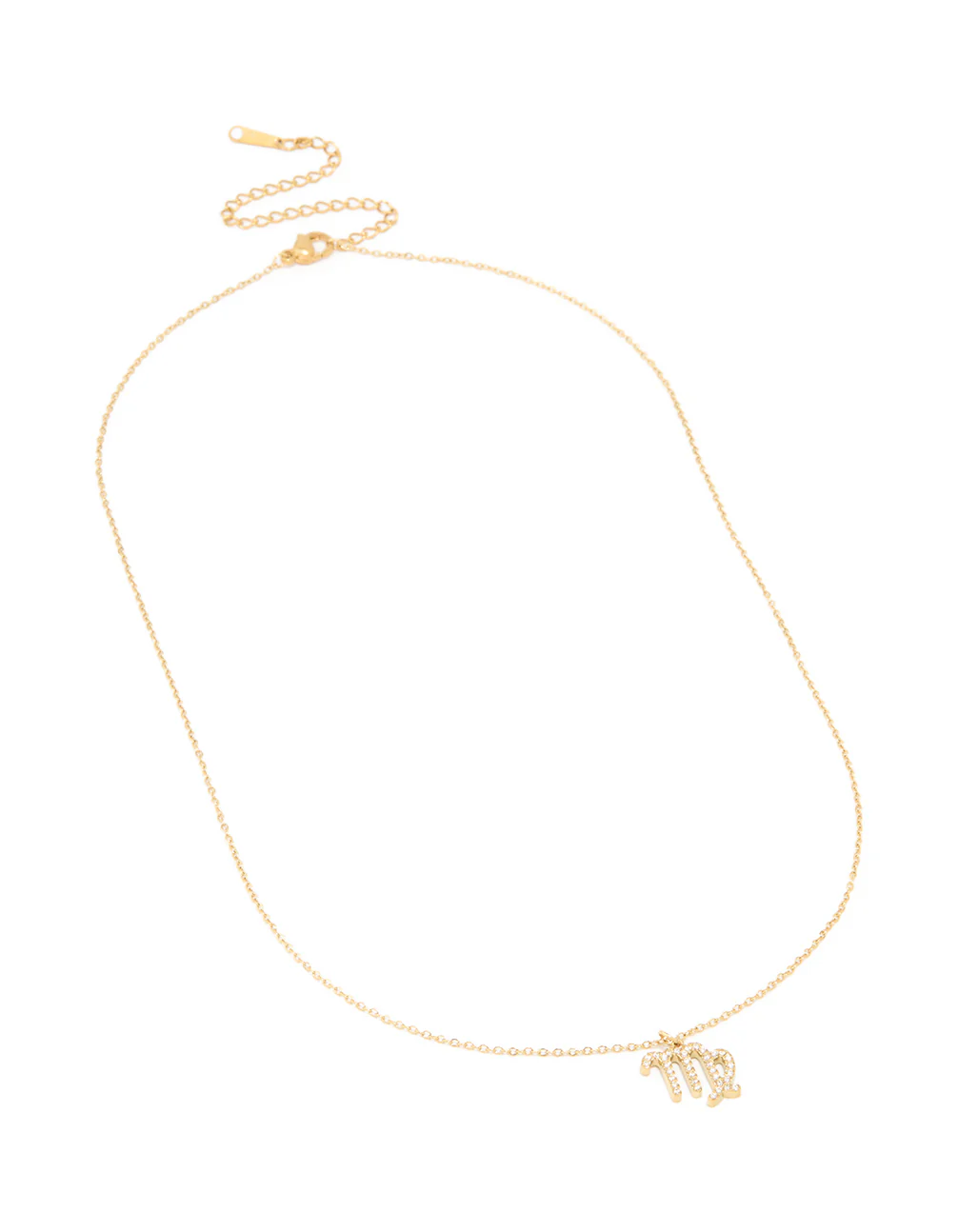 Waterproof Gold Plated Stainless Steel Cubic Zirconia Virgo Zodiac Sign Necklace - Image 4