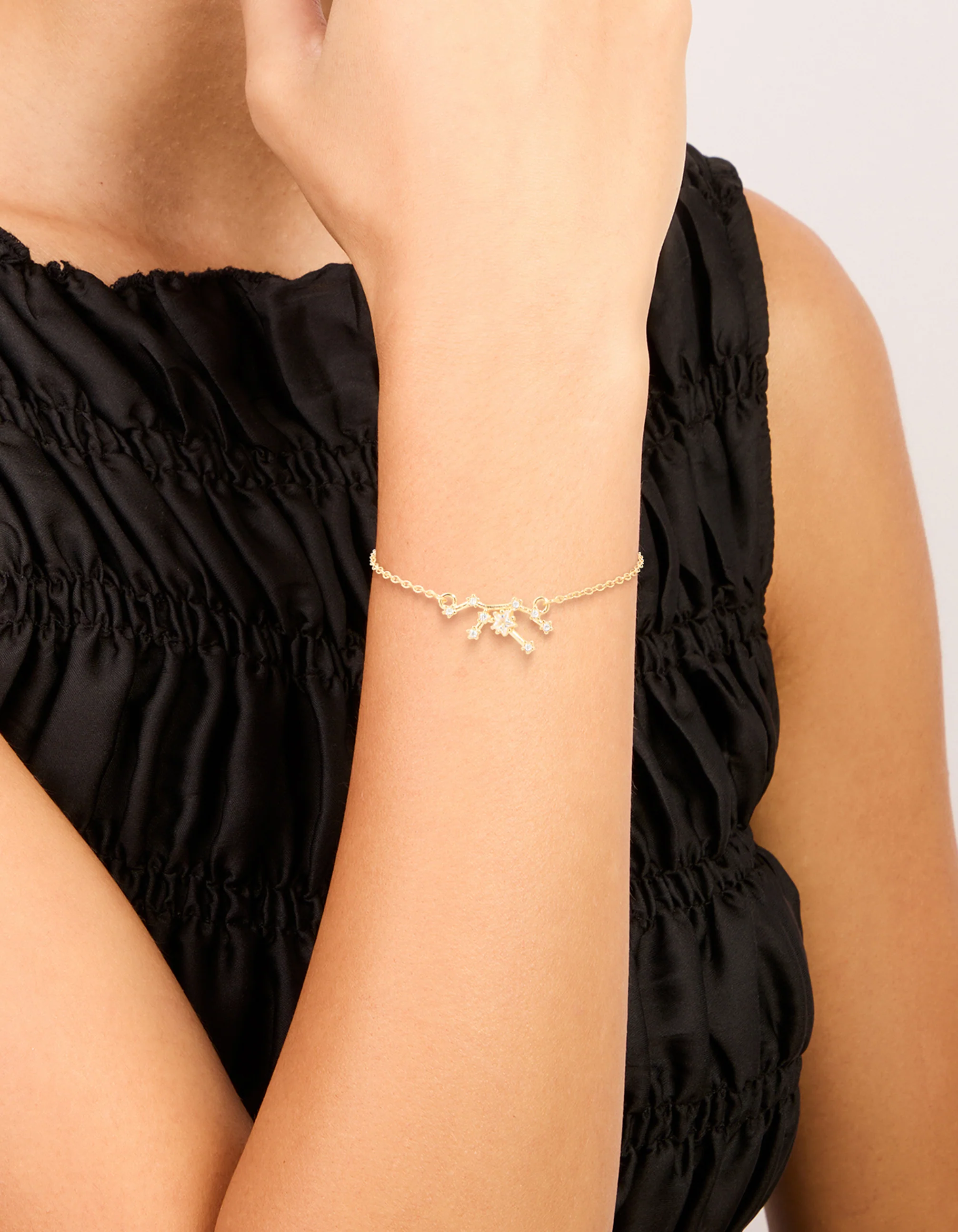 Waterproof Gold Plated Stainless Steel Cubic Zirconia Virgo Zodiac Sign Bracelet - Image 2
