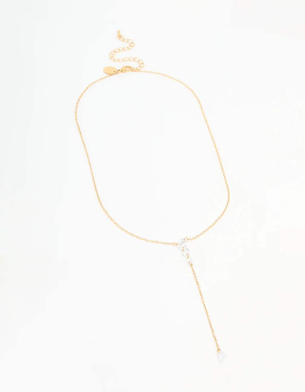 Waterproof Gold Plated Stainless Steel Cubic Zirconia Y-Necklace - Image 4