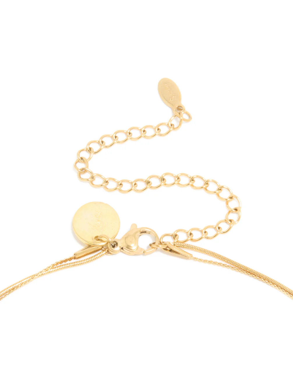 Waterproof Gold Plated Stainless Steel Curved Bar & Chain Layered Necklace - Image 3