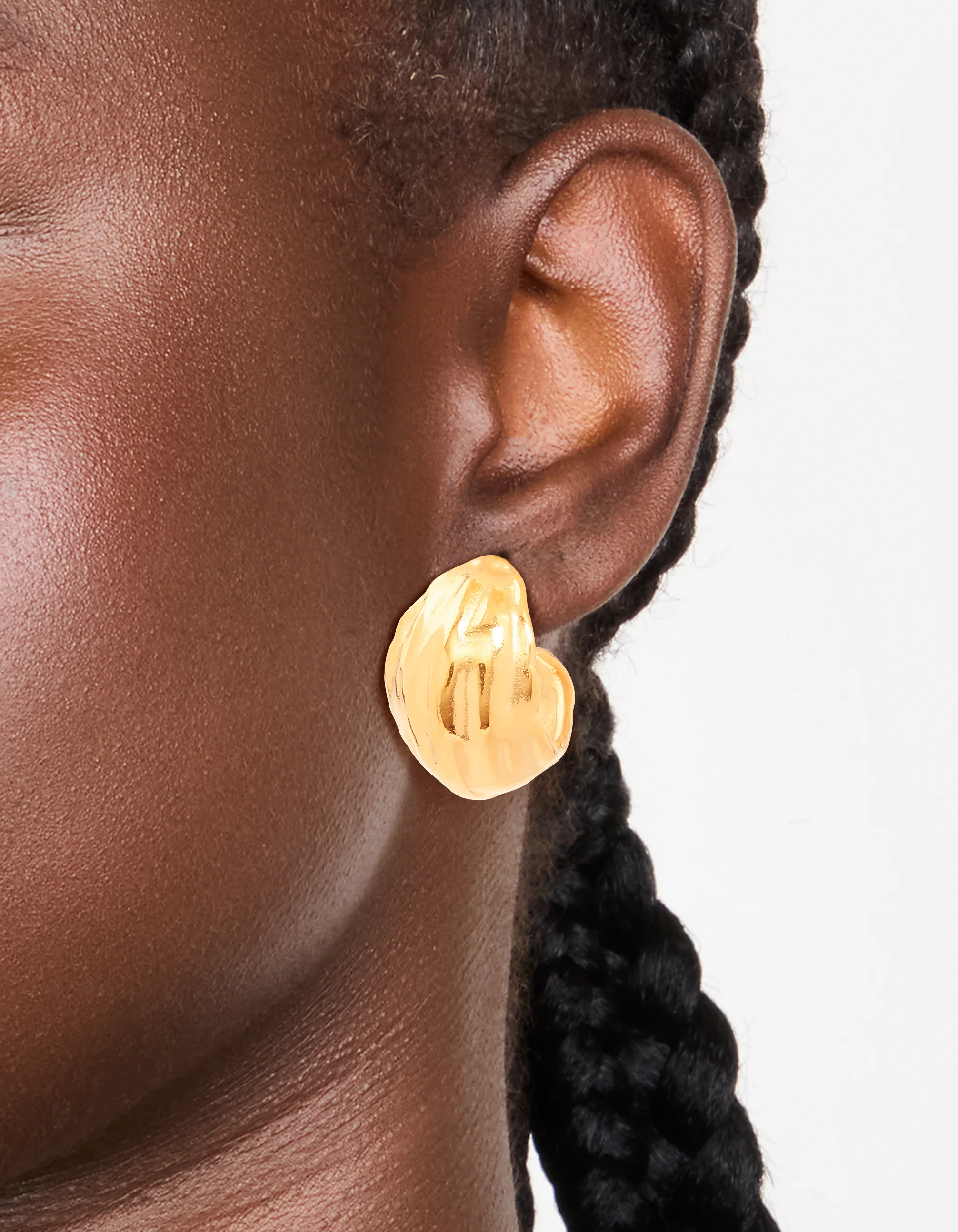 Waterproof Gold Plated Stainless Steel Curved Hoop Earrings - Image 2