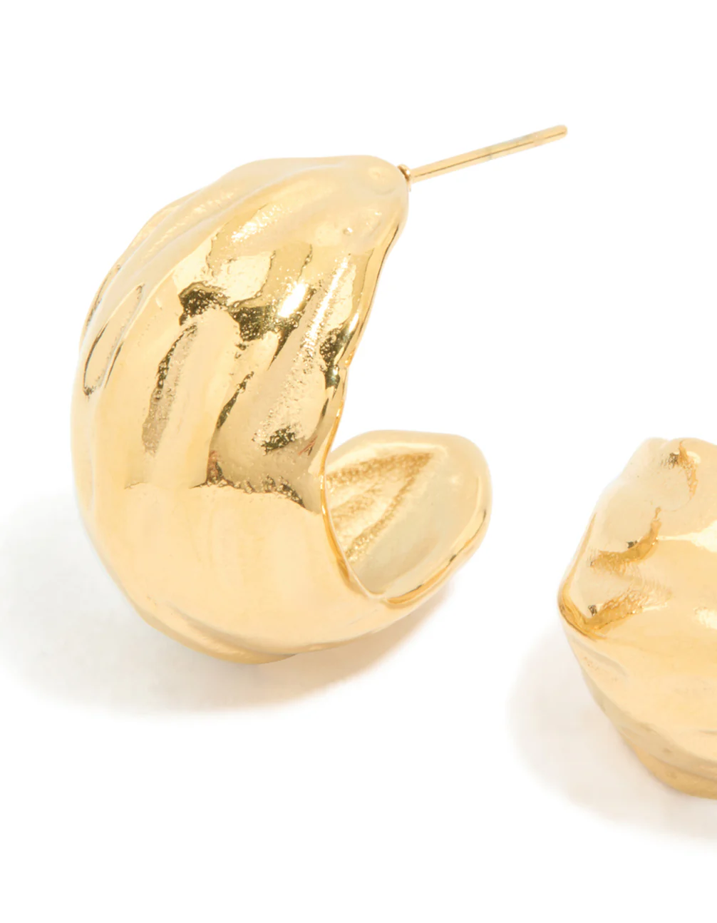 Waterproof Gold Plated Stainless Steel Curved Hoop Earrings - Image 4