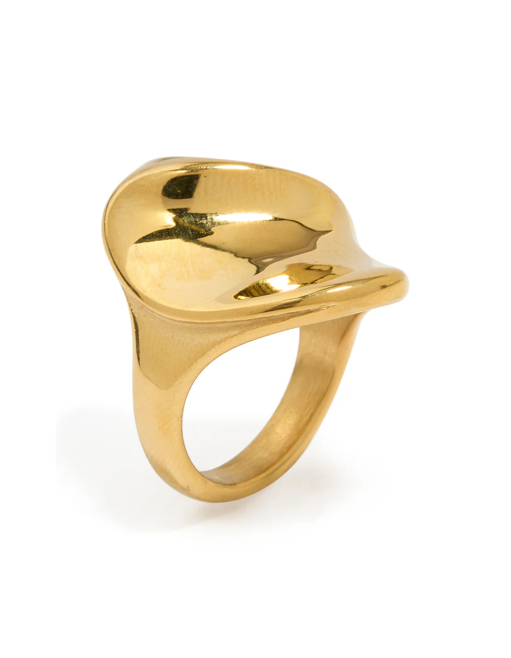 Waterproof Gold Plated Stainless Steel Curved Statement Ring - Image 4