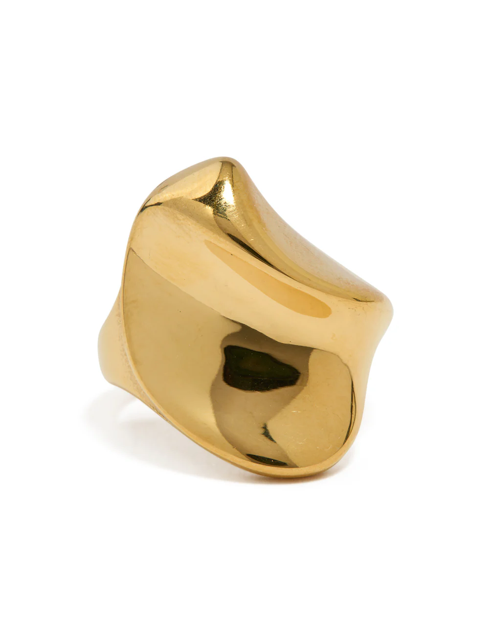 Waterproof Gold Plated Stainless Steel Curved Statement Ring - Image 5