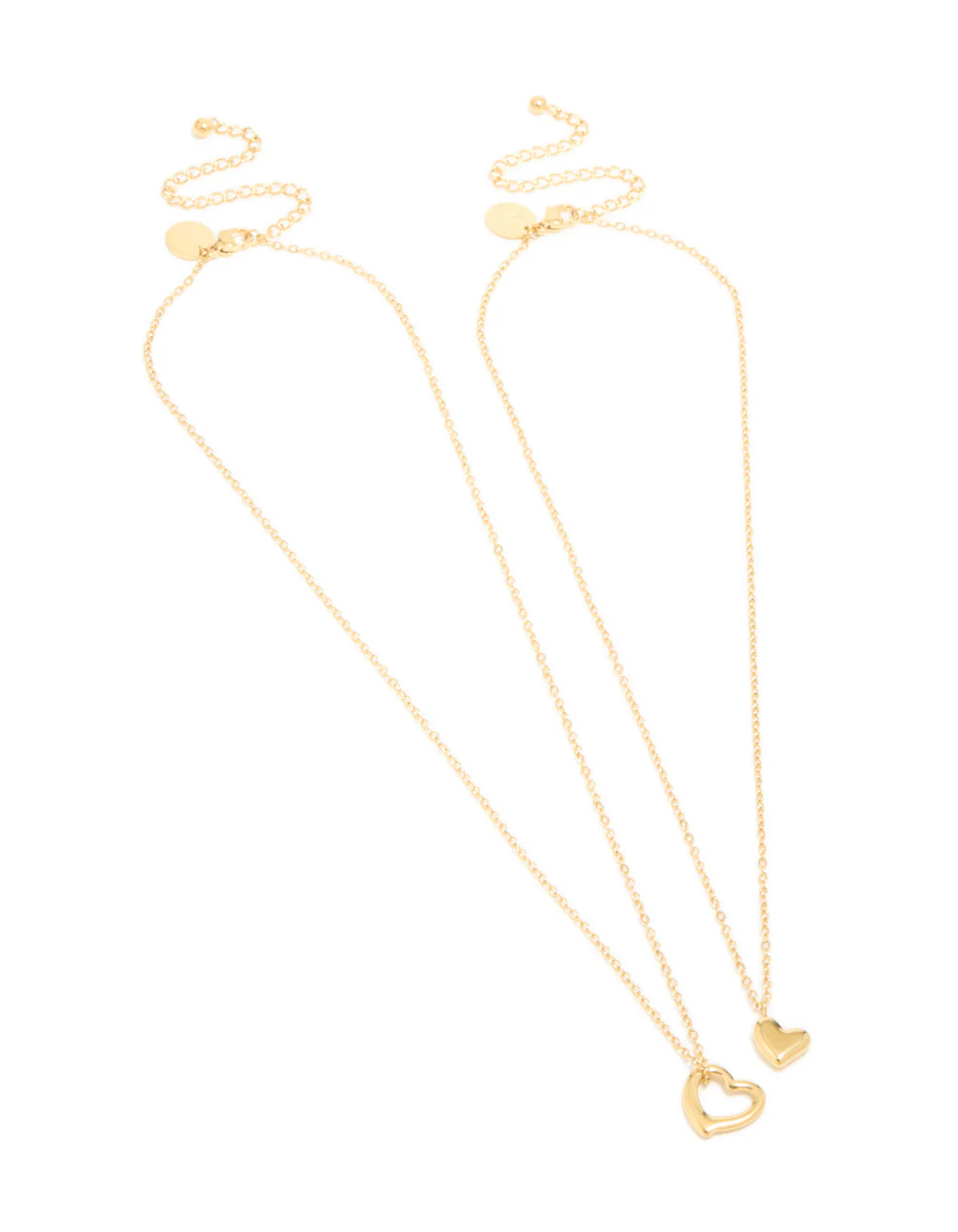 Waterproof Gold Plated Stainless Steel Cut Out Heart & Solid Heart Necklaces 2-Pack - Image 2