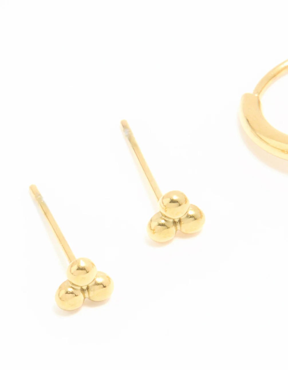 Waterproof Gold Plated Stainless Steel Dagger Huggie & Stud Earrings 2-Pack - Image 4