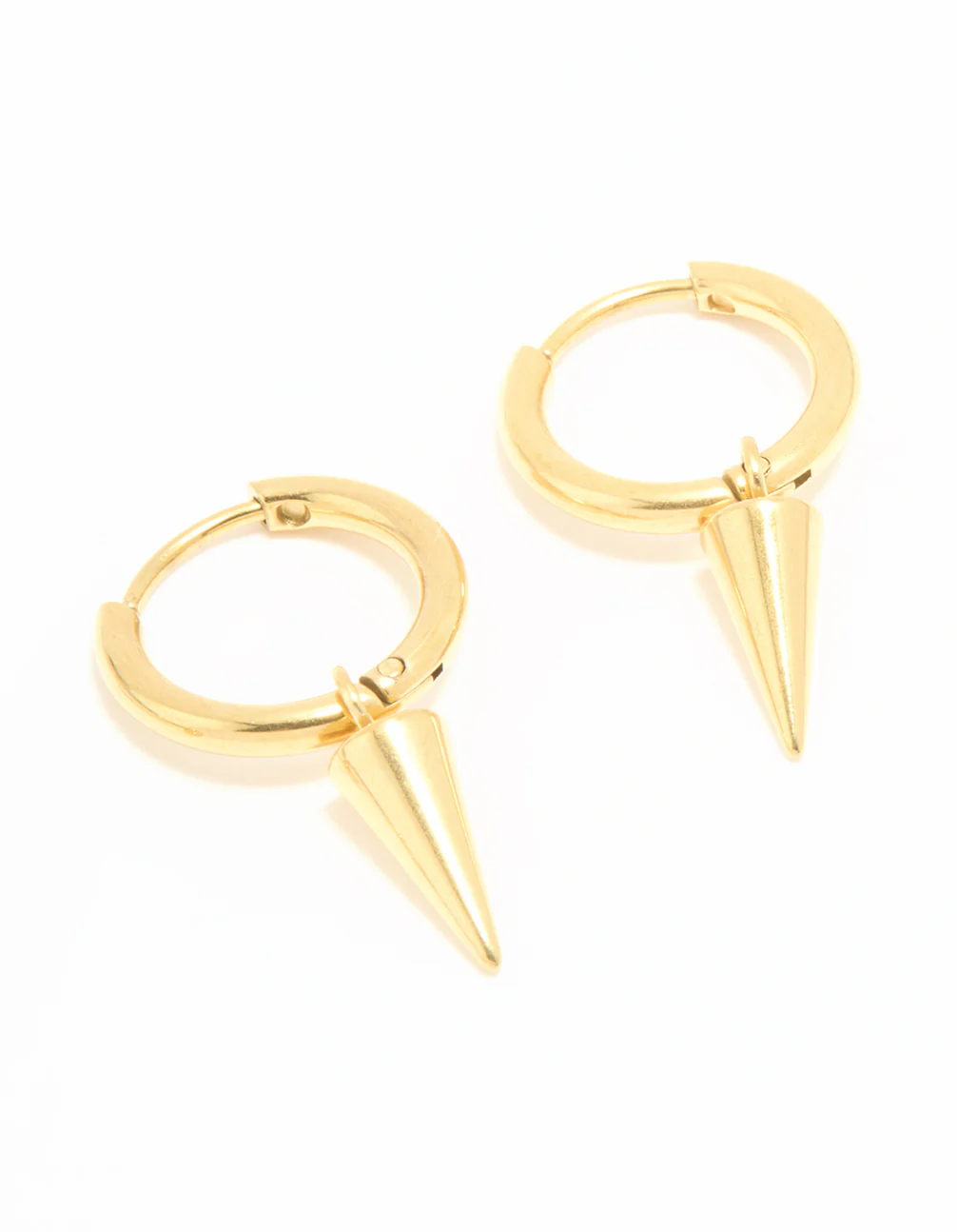 Waterproof Gold Plated Stainless Steel Dagger Huggie & Stud Earrings 2-Pack - Image 5
