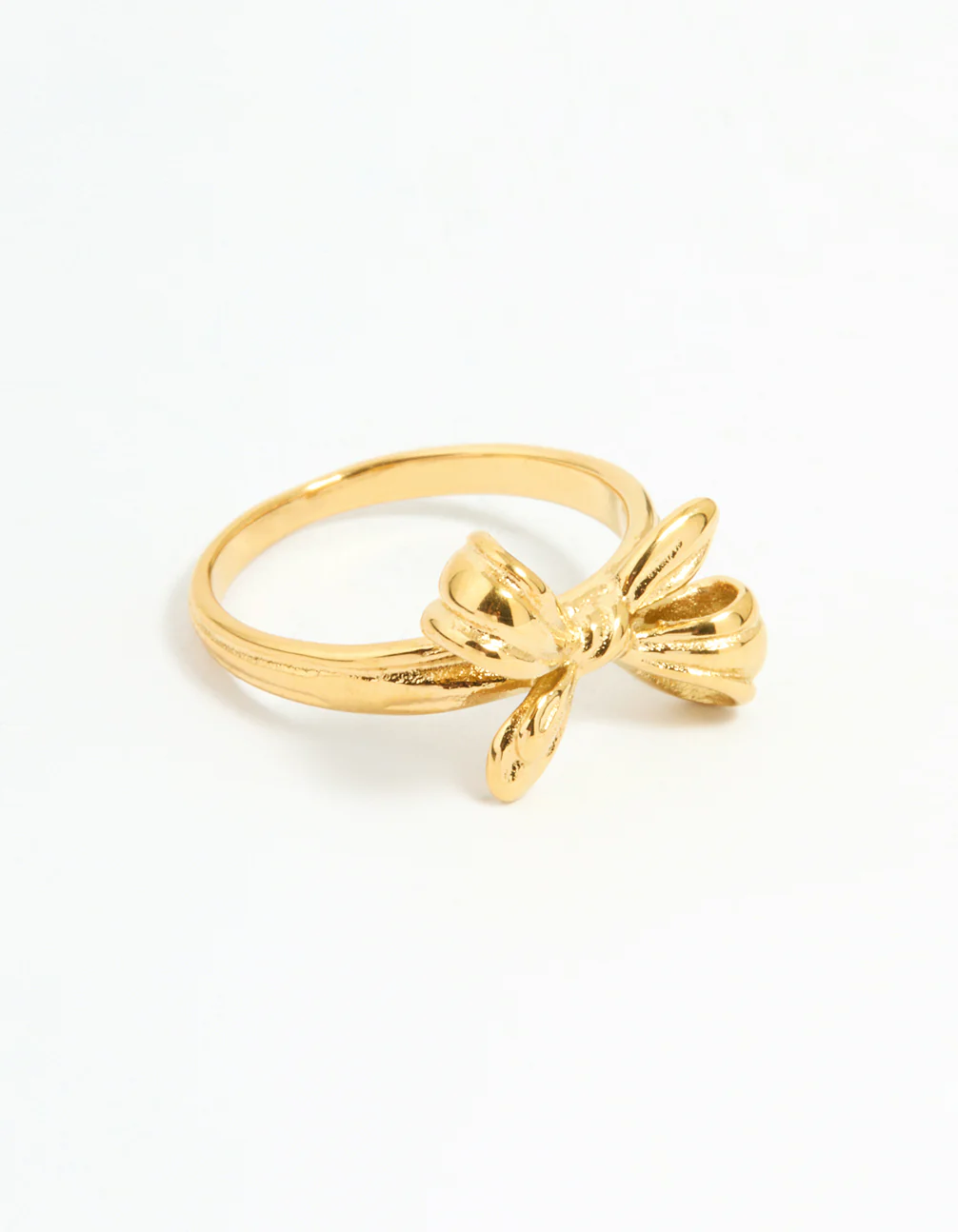 Waterproof Gold Plated Stainless Steel Dainty Bow Ring