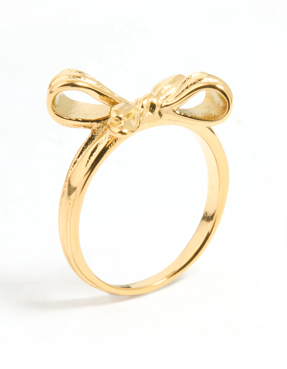 Waterproof Gold Plated Stainless Steel Dainty Bow Ring - Image 2