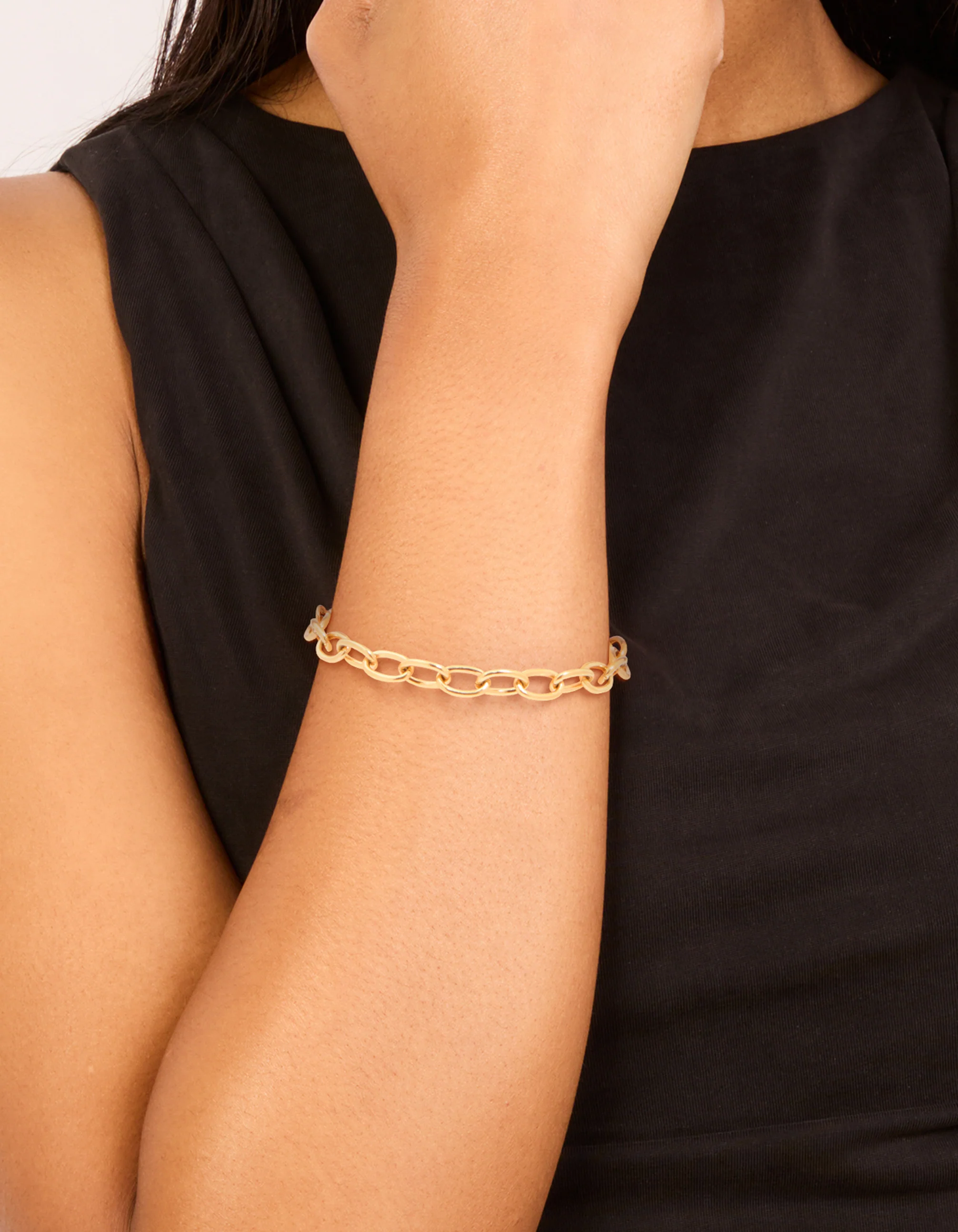 Waterproof Gold Plated Stainless Steel Dainty Clasp Chain Bracelet - Image 2