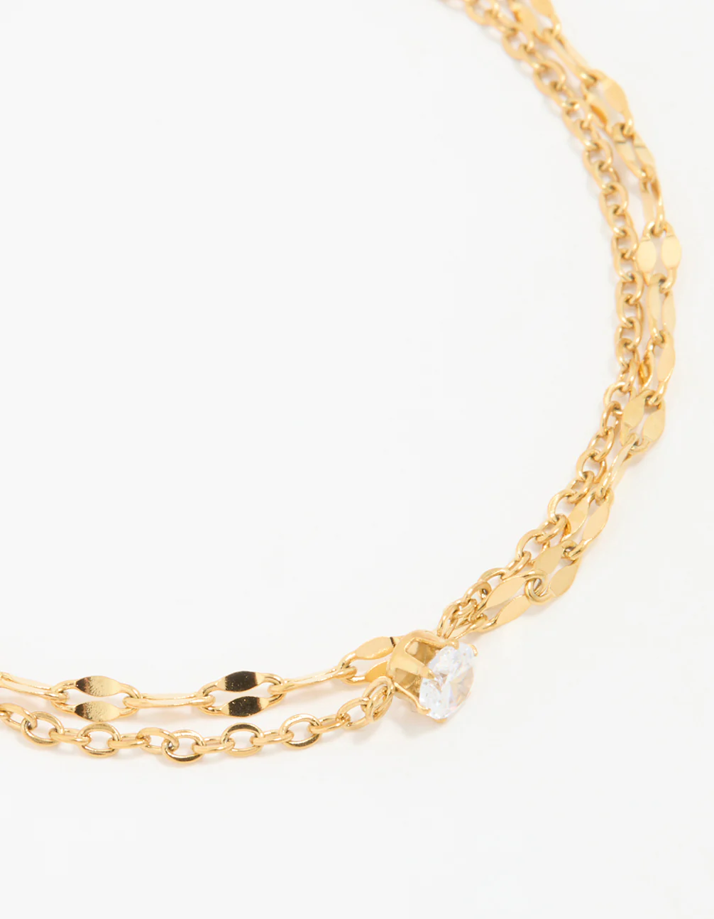 Waterproof Gold Plated Stainless Steel Dainty Cubic Zirconia Layered Bracelet - Image 2
