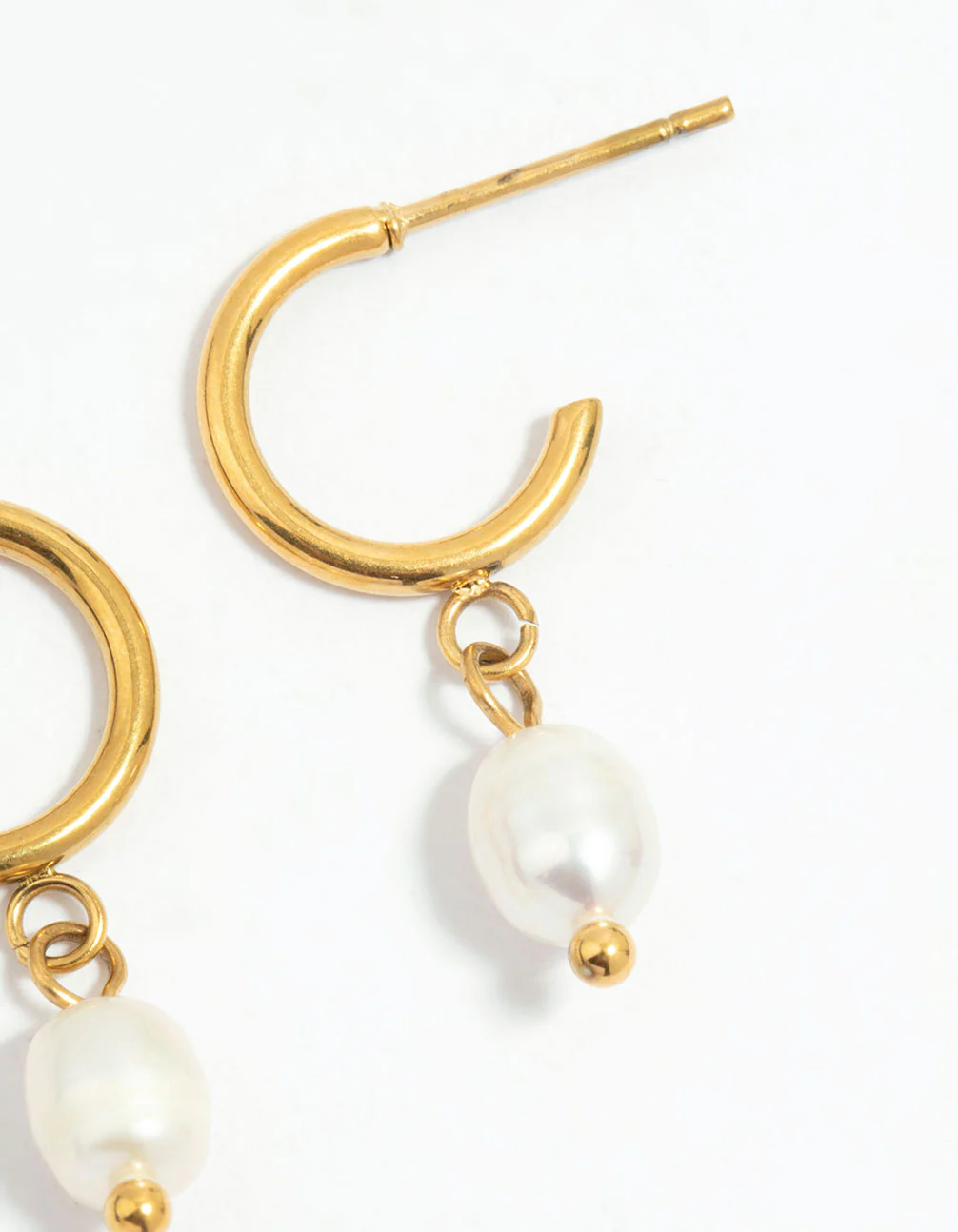 Waterproof Gold Plated Stainless Steel Pearl Dainty Earrings 2-Pack - Image 5