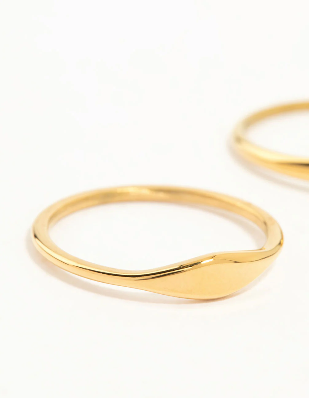 Waterproof Gold Plated Stainless Steel Dainty Signet Rings 2-Pack - Image 2