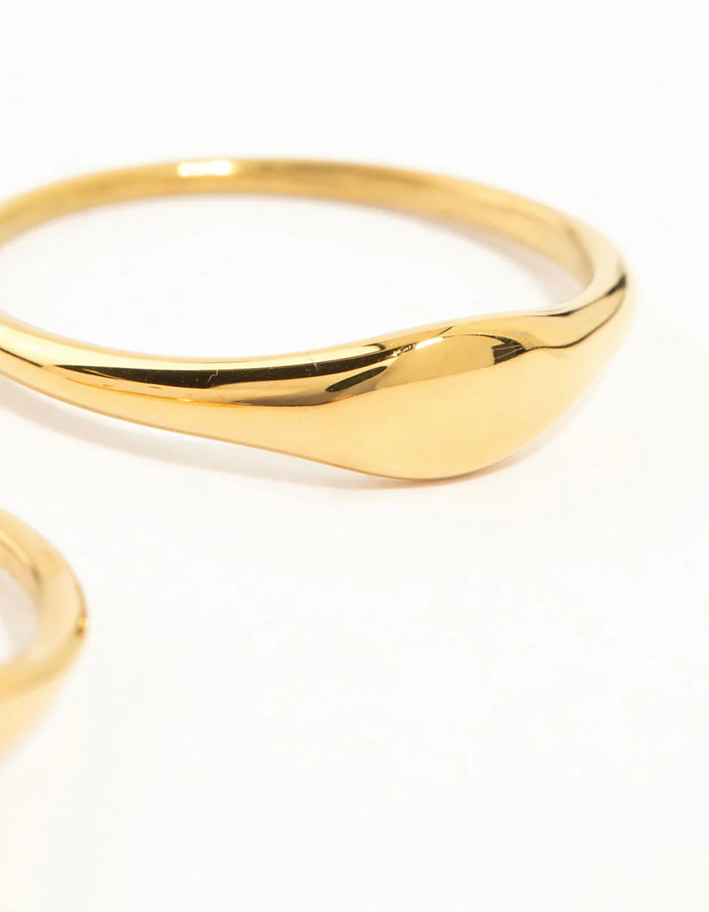 Waterproof Gold Plated Stainless Steel Dainty Signet Rings 2-Pack - Image 3