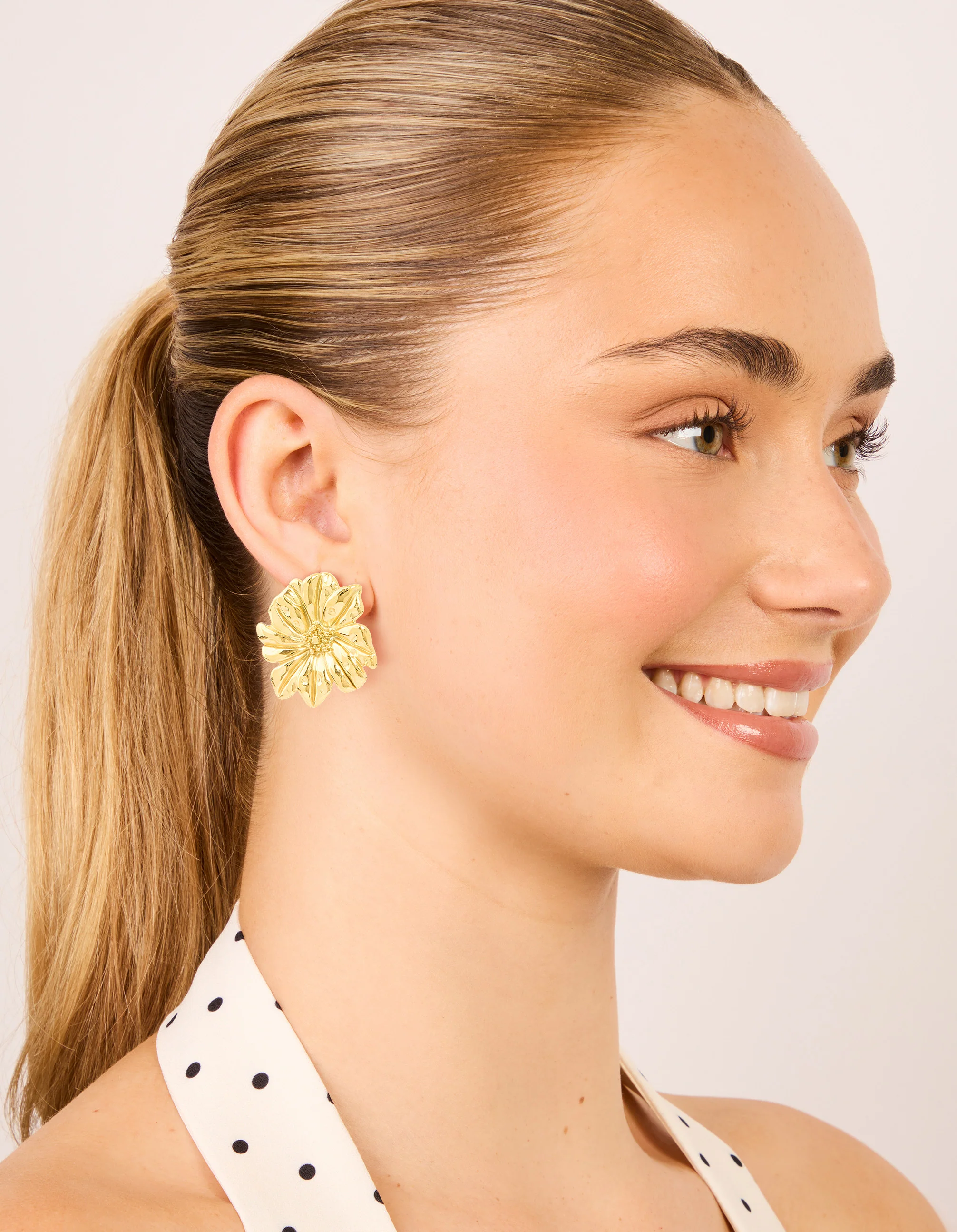 Waterproof Gold Plated Stainless Steel Daisy Petal Statement Earrings - Image 3