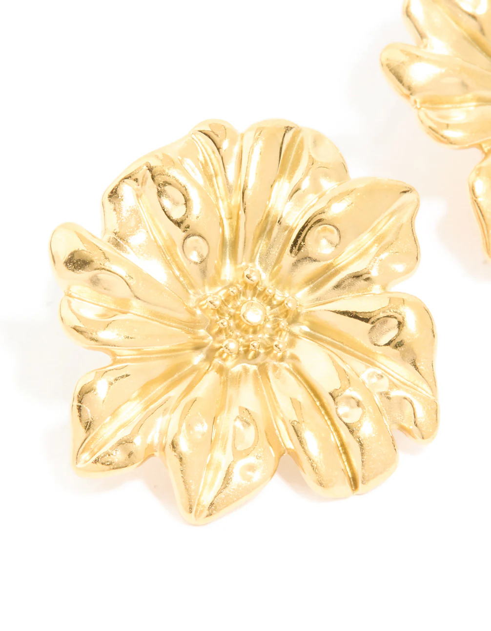 Waterproof Gold Plated Stainless Steel Daisy Petal Statement Earrings - Image 4
